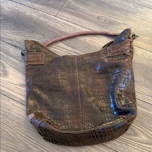 Brown Crocodile-Embossed Women's Bag
